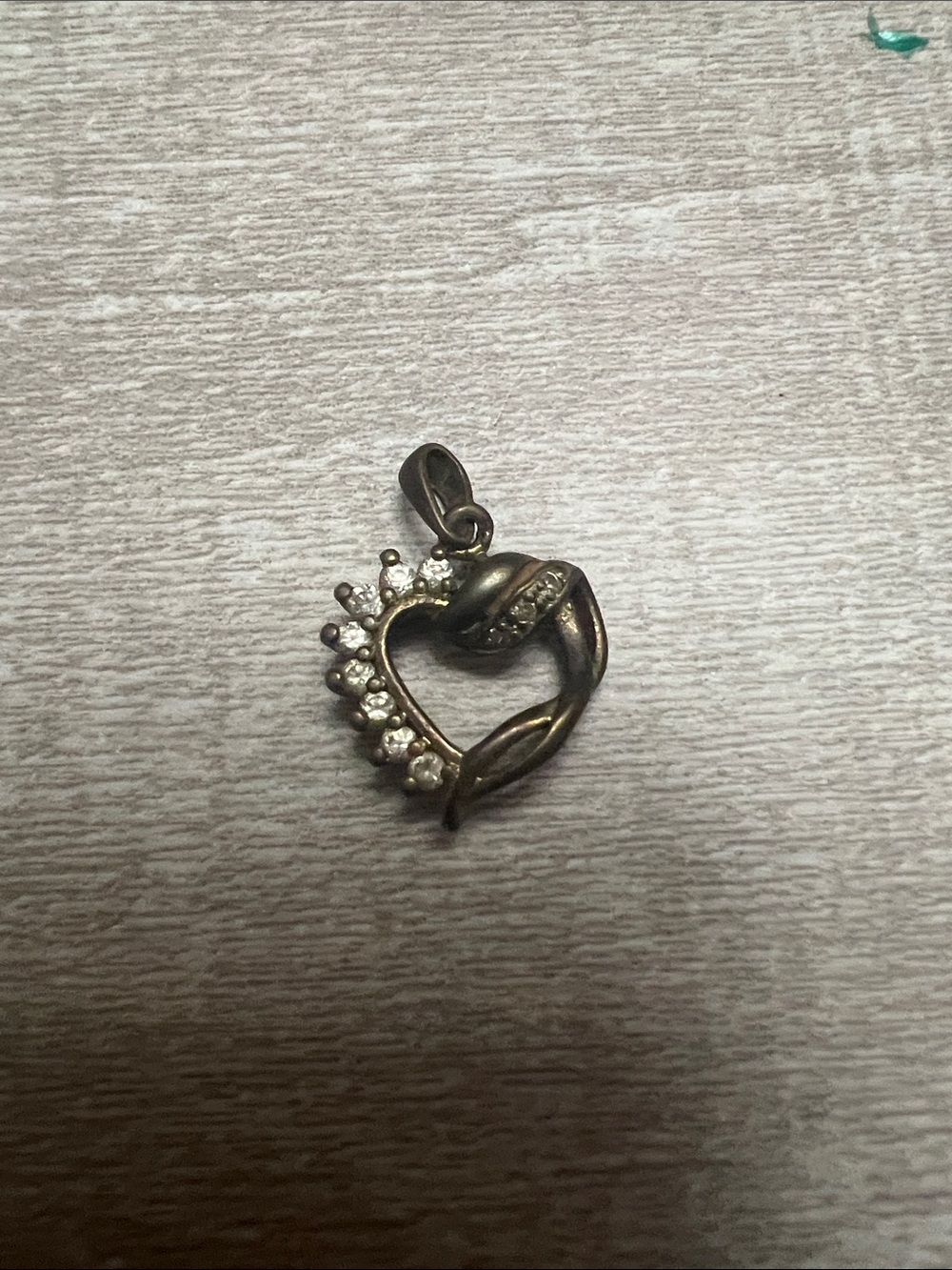 Heart-Shaped Crystal Accent Pendant in Bronze Tone